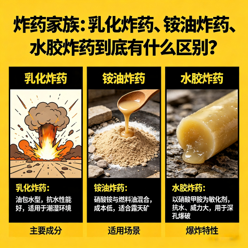 靖远炸药家族：乳化炸药、铵油炸药、水胶炸药到底有什么区别？